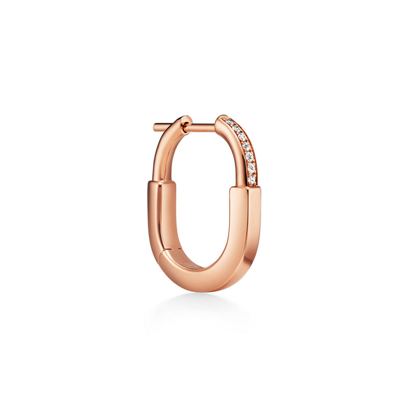 Tiffany & Co. Tiffany Lock Pendientes pequeños de oro rosa con diamantes Outlet