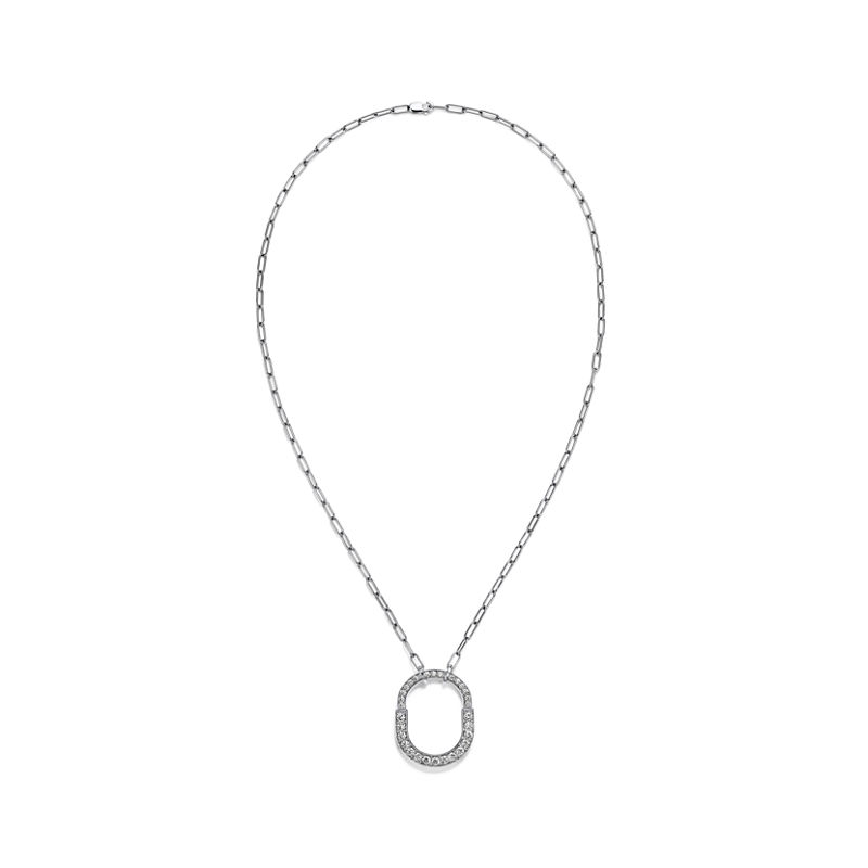 Tiffany & Co. Tiffany Lock Colgante en oro blanco con diamantes en pavé tamaño mediano Outlet online