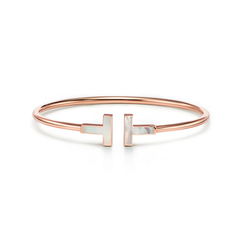 Tiffany & Co. Tiffany T Pulsera Wire de oro rosa con nácar