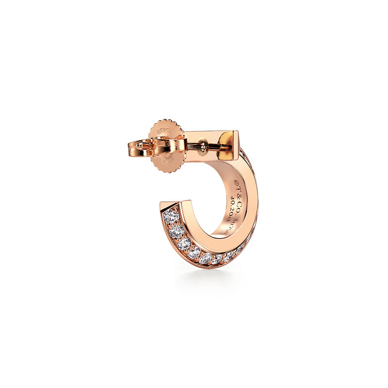 Tiffany & Co. Tiffany T Pendientes de aro T1 de oro rosa con diamantes Gran oferta
