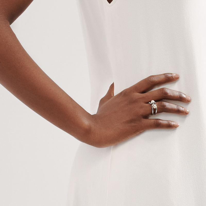 Tiffany & Co. Tiffany HardWear Anillo doble de perlas de plata de ley de plata de ley Rebajas online