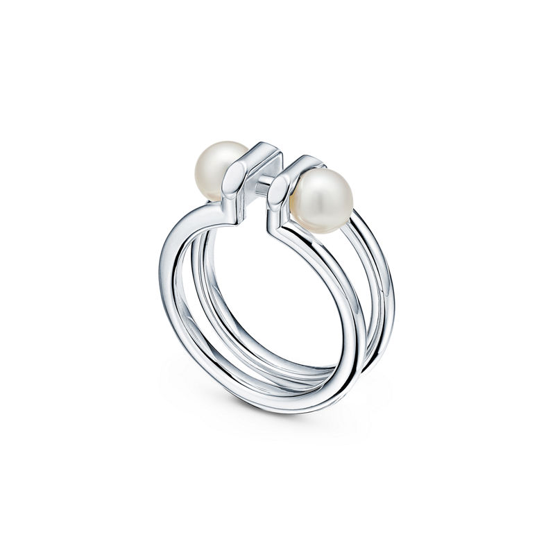 Tiffany & Co. Tiffany HardWear Anillo doble de perlas de plata de ley de plata de ley Rebajas online