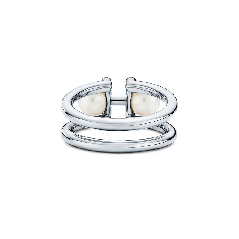 Tiffany & Co. Tiffany HardWear Anillo doble de perlas de plata de ley de plata de ley Rebajas online
