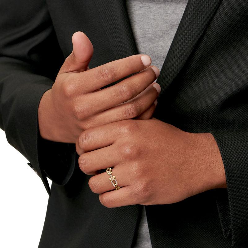 Tiffany & Co. Tiffany HardWear Anillo de eslabones pequeños de oro amarillo con diamantes Oferta especial