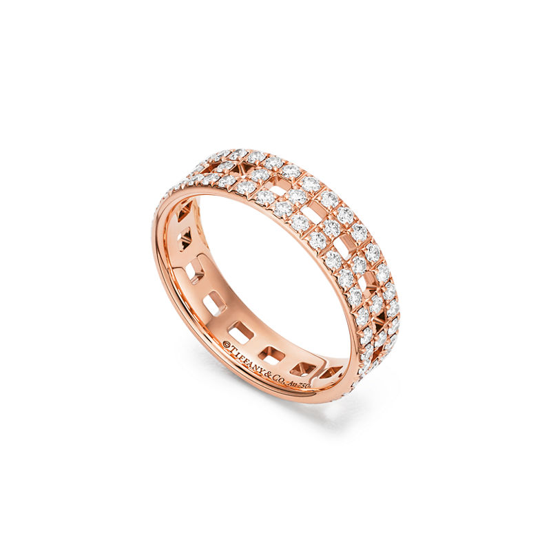 Tiffany & Co. Tiffany T Anillo ancho True de oro rosa con diamantes en pavé Envío internacional gratuito