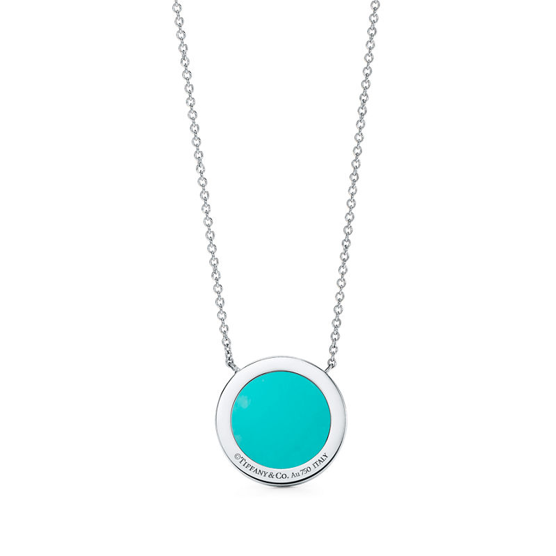 Tiffany & Co. Tiffany T Colgante circular de diamantes y turquesa de oro blanco Ahorra y exporta