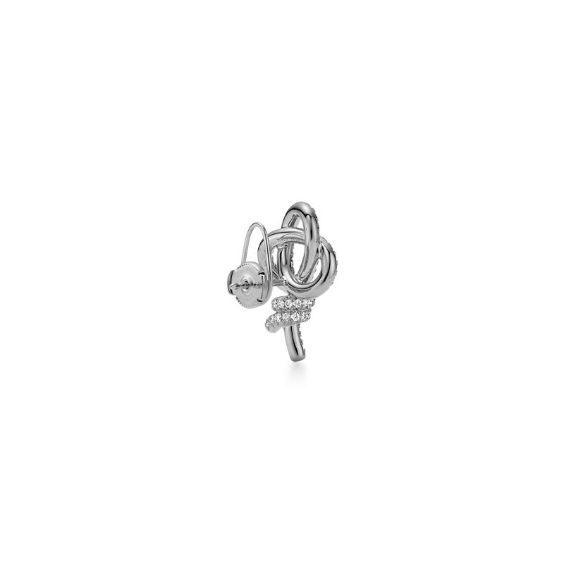 Tiffany & Co. Tiffany Knot Pendientes de botón de platino con diamantes Descuento por venta flash