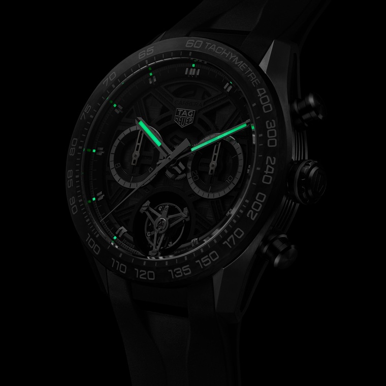 TAG Heuer TAG Heuer Carrera Chronograph Tourbillon Extreme Sport Automático 44 mm Titanio con revestimiento DLC CBU5080.FT6272 Rebajas top