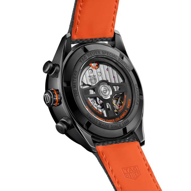 TAG Heuer TAG Heuer Carrera Chronograph x Porsche Orange Racing Automático 44 mm Acero con revestimiento de DLC CBN2A1M.FC6526 Precio de fábrica