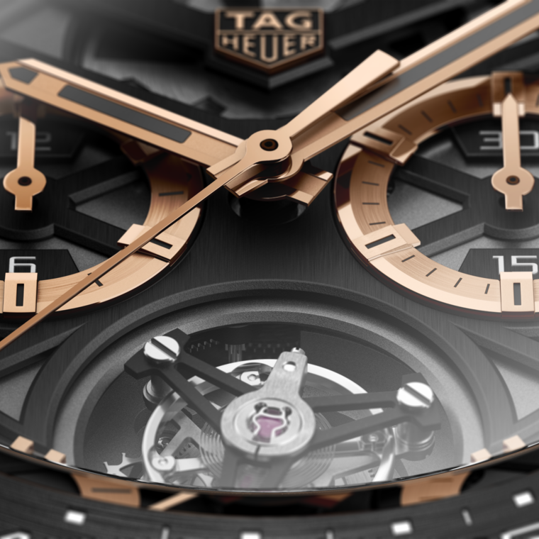 TAG Heuer TAG Heuer Carrera Chronograph Tourbillon Automático 45 mm Titanio con revestimiento de PVD CAR5A5U.FC6377 Promoción trimestral