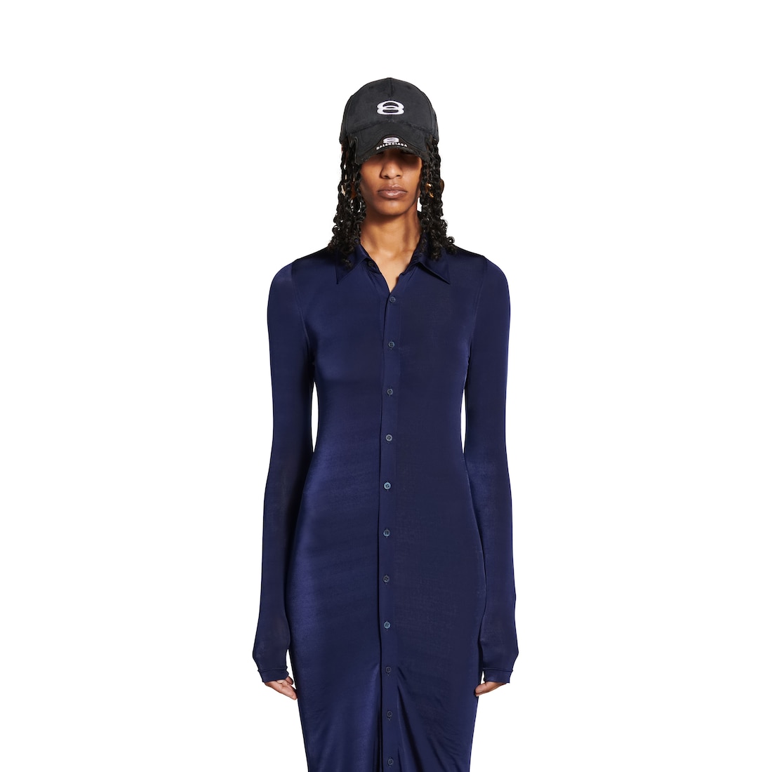 Balenciaga Vestido Maxi Elástico para Mujer en Azul Marino Oscuro Precios de Black Friday