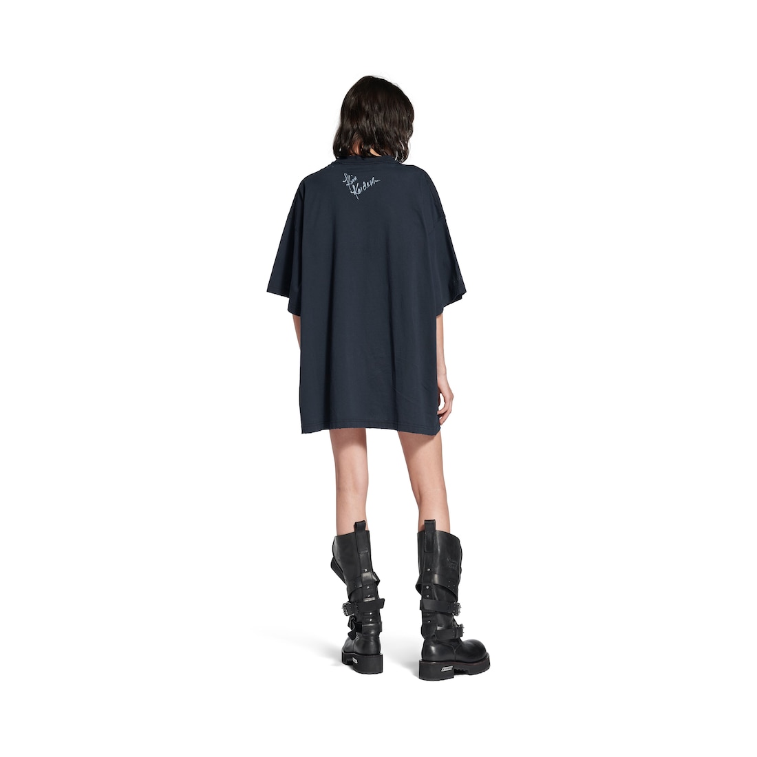 Balenciaga Camiseta Kim K Oversized en Negro Descolorido Outlet online