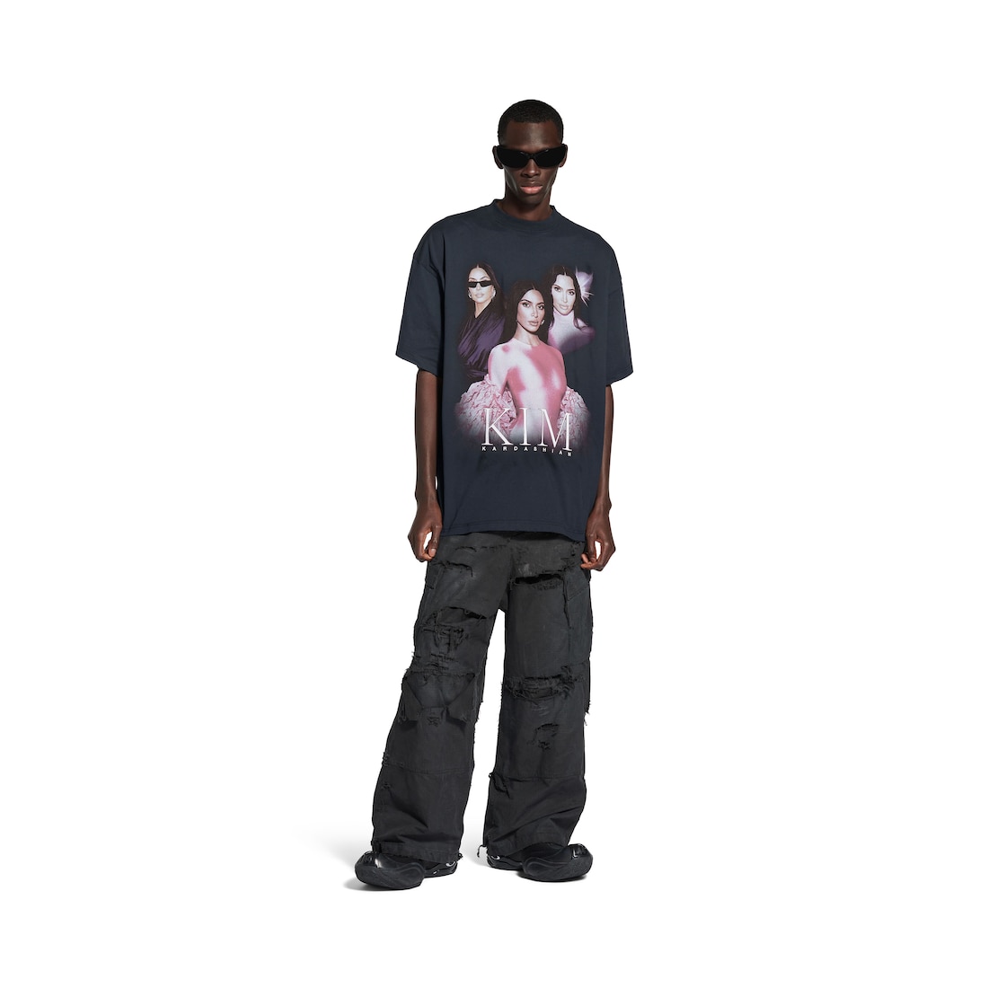 Balenciaga Camiseta Kim K Oversized en Negro Descolorido Outlet online