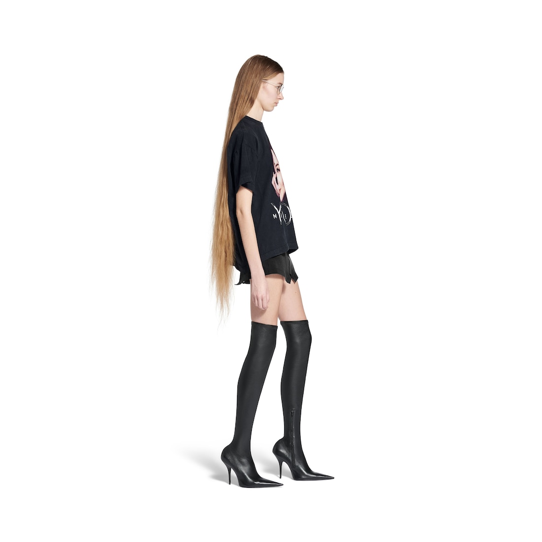 Balenciaga Camiseta Boxy Michelle en Negro Degradado Rebajas
