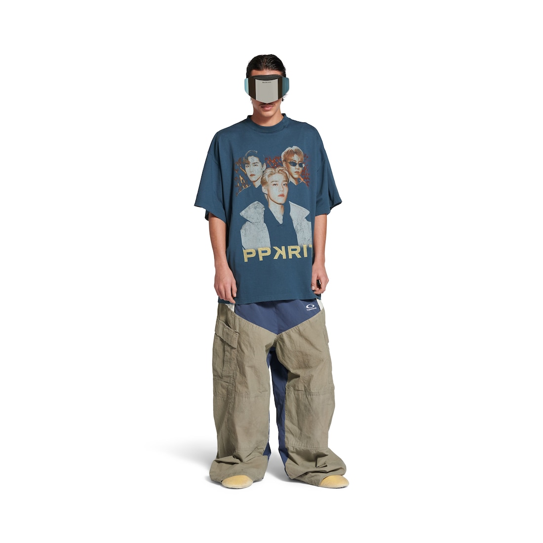 Balenciaga Camiseta Pp Krit Oversized en Azul Oscuro