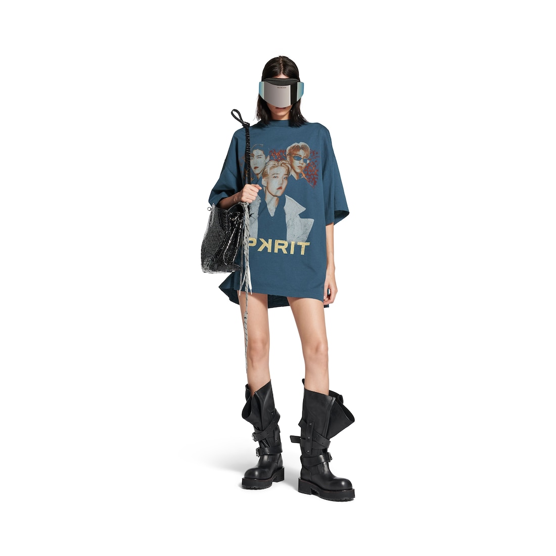 Balenciaga Camiseta Pp Krit Oversized en Azul Oscuro Ofertas