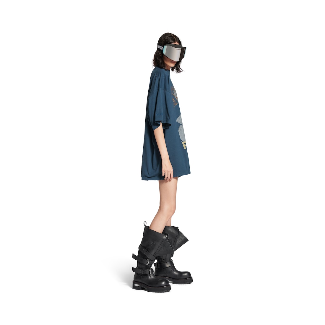 Balenciaga Camiseta Pp Krit Oversized en Azul Oscuro Ofertas