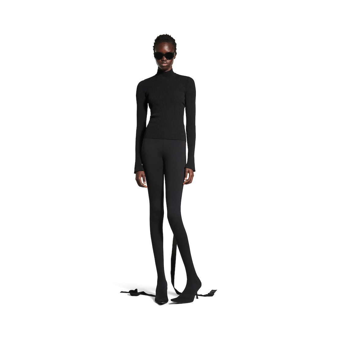 Balenciaga Jersey Con Cuello Cisne Ajustado Con Lazos para Mujer en Negro