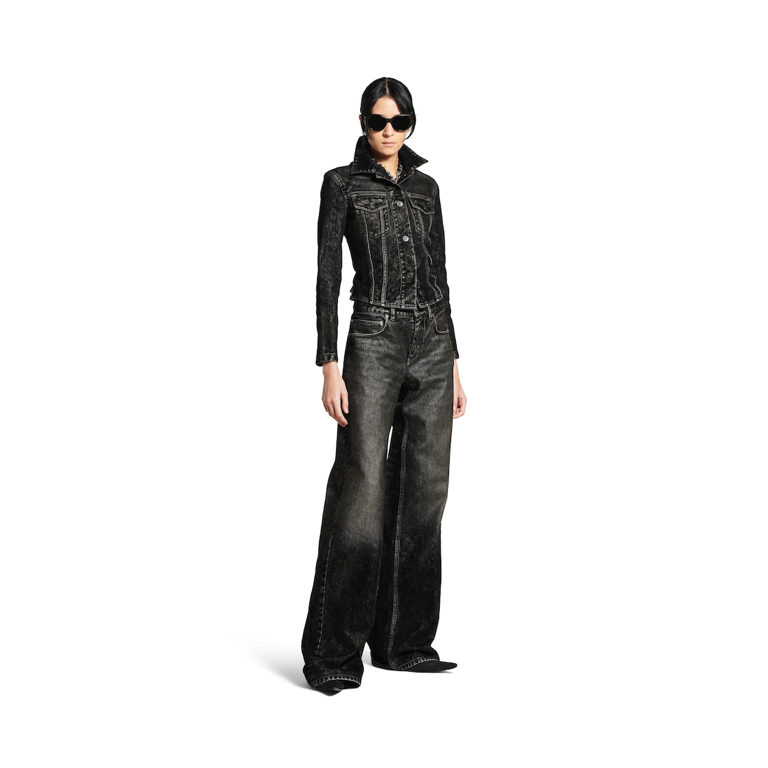 Balenciaga Pantalón Con Pernera Ancha Baggy para Mujer en Negro