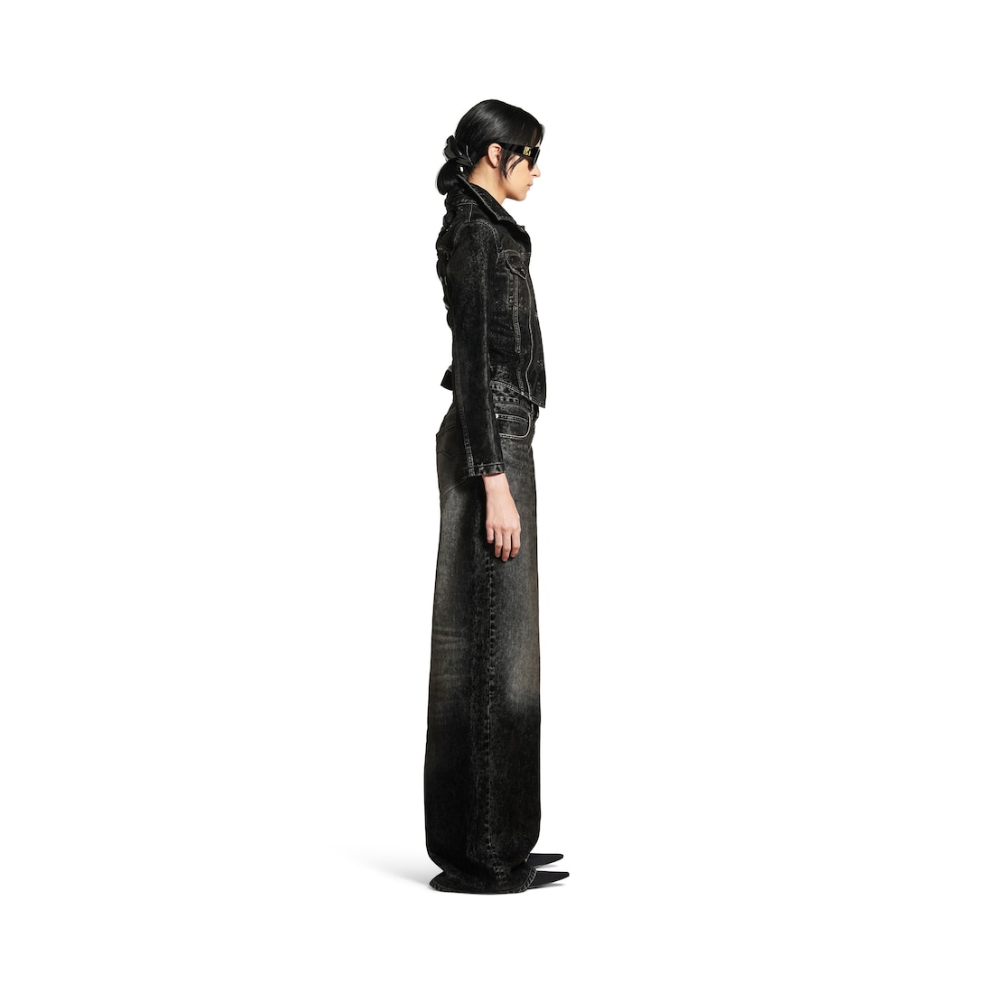 Balenciaga Pantalón Con Pernera Ancha Baggy para Mujer en Negro Rebajas baratas