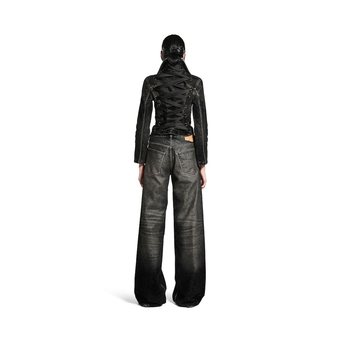 Balenciaga Pantalón Con Pernera Ancha Baggy para Mujer en Negro Rebajas baratas