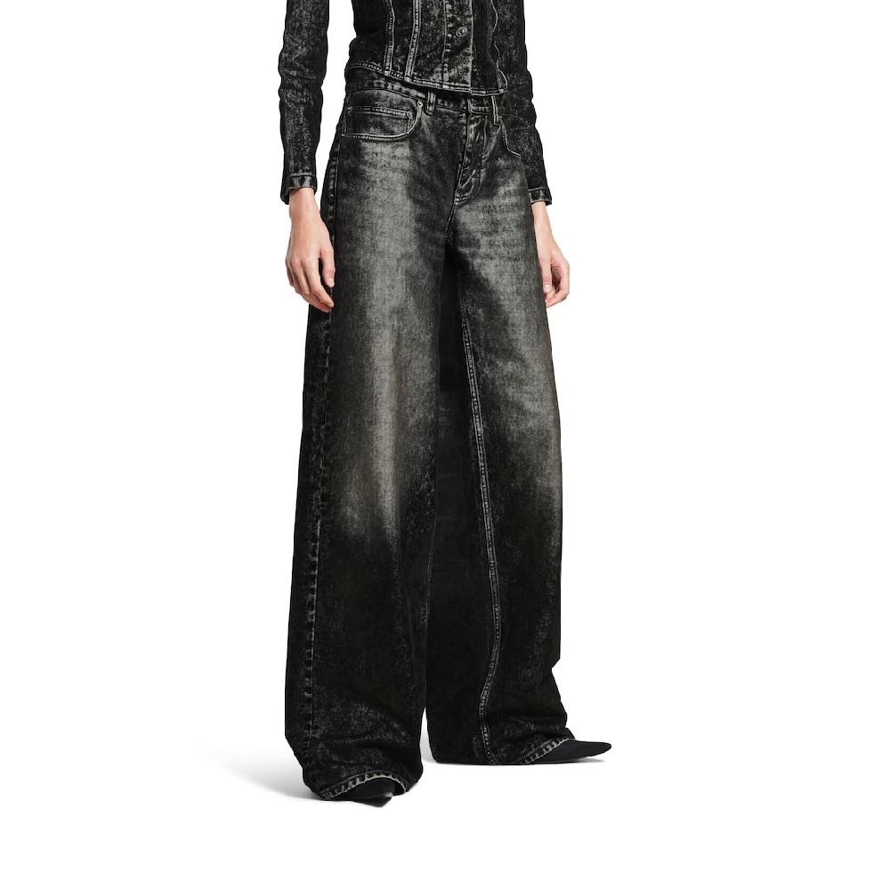 Balenciaga Pantalón Con Pernera Ancha Baggy para Mujer en Negro Rebajas baratas