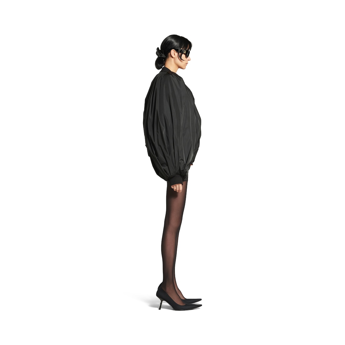 Balenciaga Bomber Drapeada para Mujer en Negro Tienda de fábrica