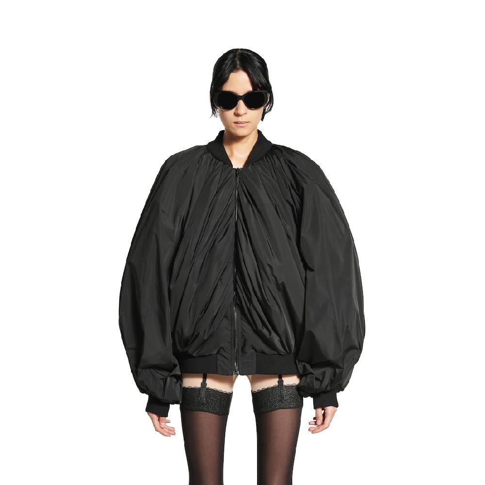 Balenciaga Bomber Drapeada para Mujer en Negro Tienda de fábrica