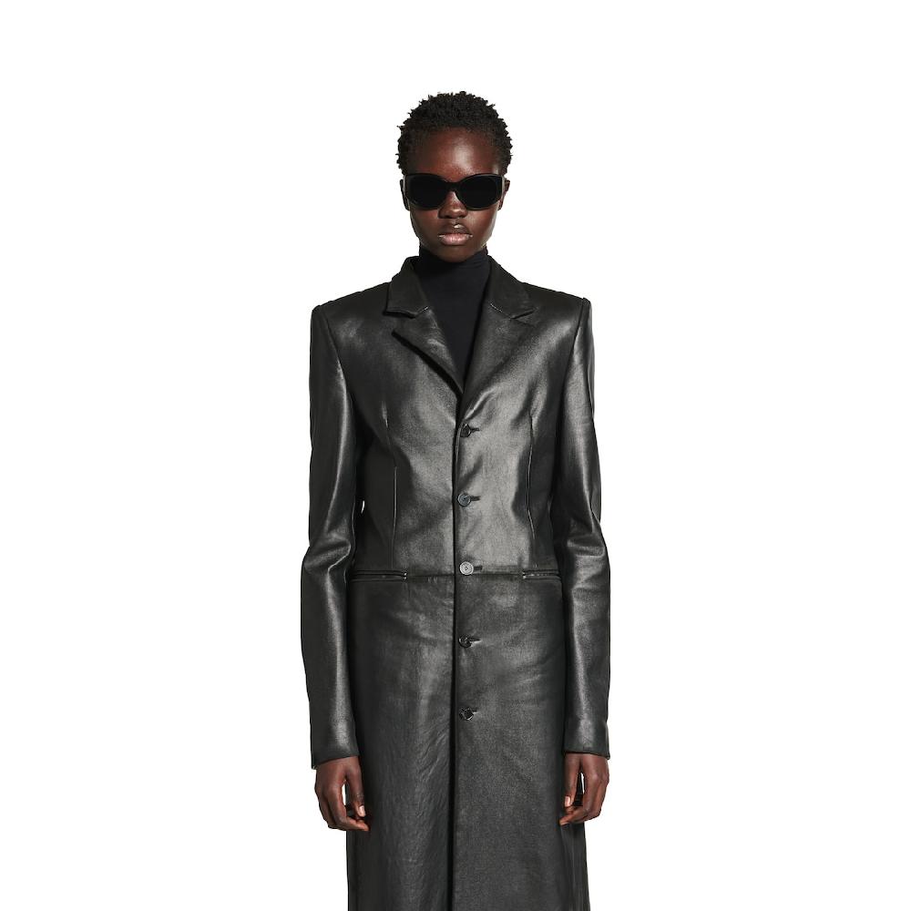 Balenciaga Abrigo Slim Fit para Mujer en Negro Rebajas de fábrica