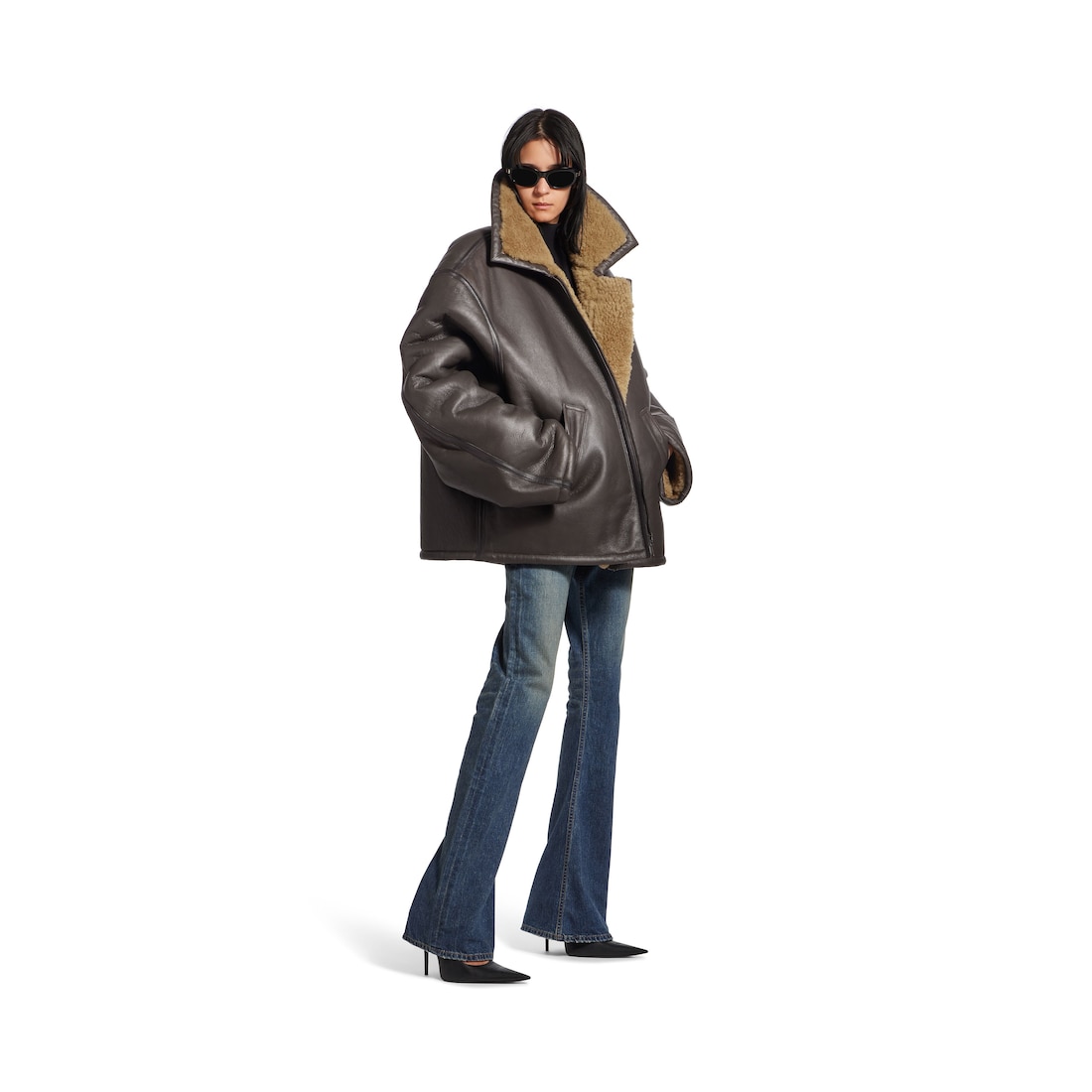 Balenciaga Chaqueta Aviator para Mujer en Marrón