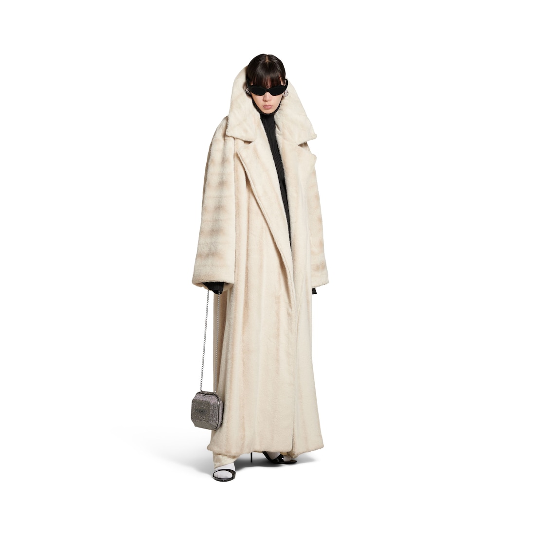 Balenciaga Abrigo De Cuello Alto para Mujer en Beige Claro