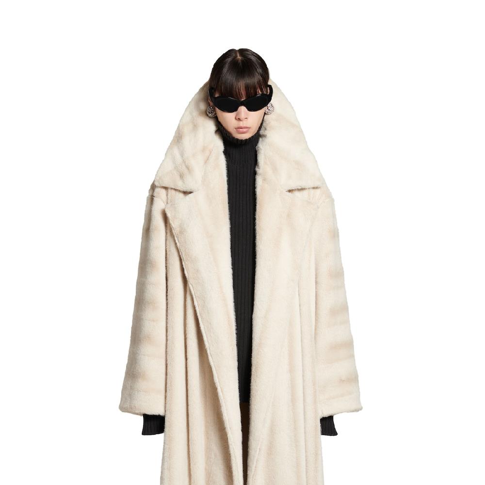 Balenciaga Abrigo De Cuello Alto para Mujer en Beige Claro Tienda