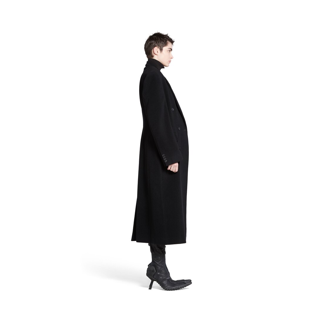 Balenciaga Abrigo Cinched para Mujer en Negro Liquidación