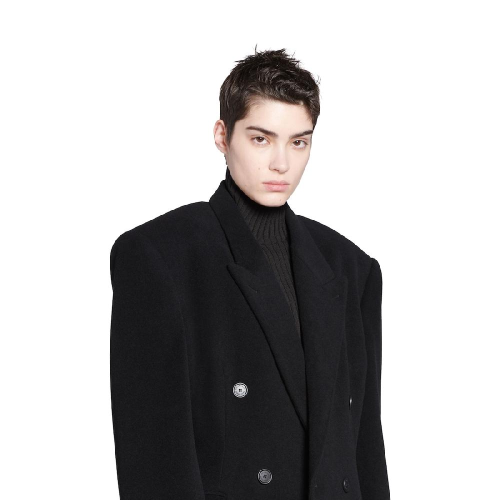 Balenciaga Abrigo Cinched para Mujer en Negro Liquidación
