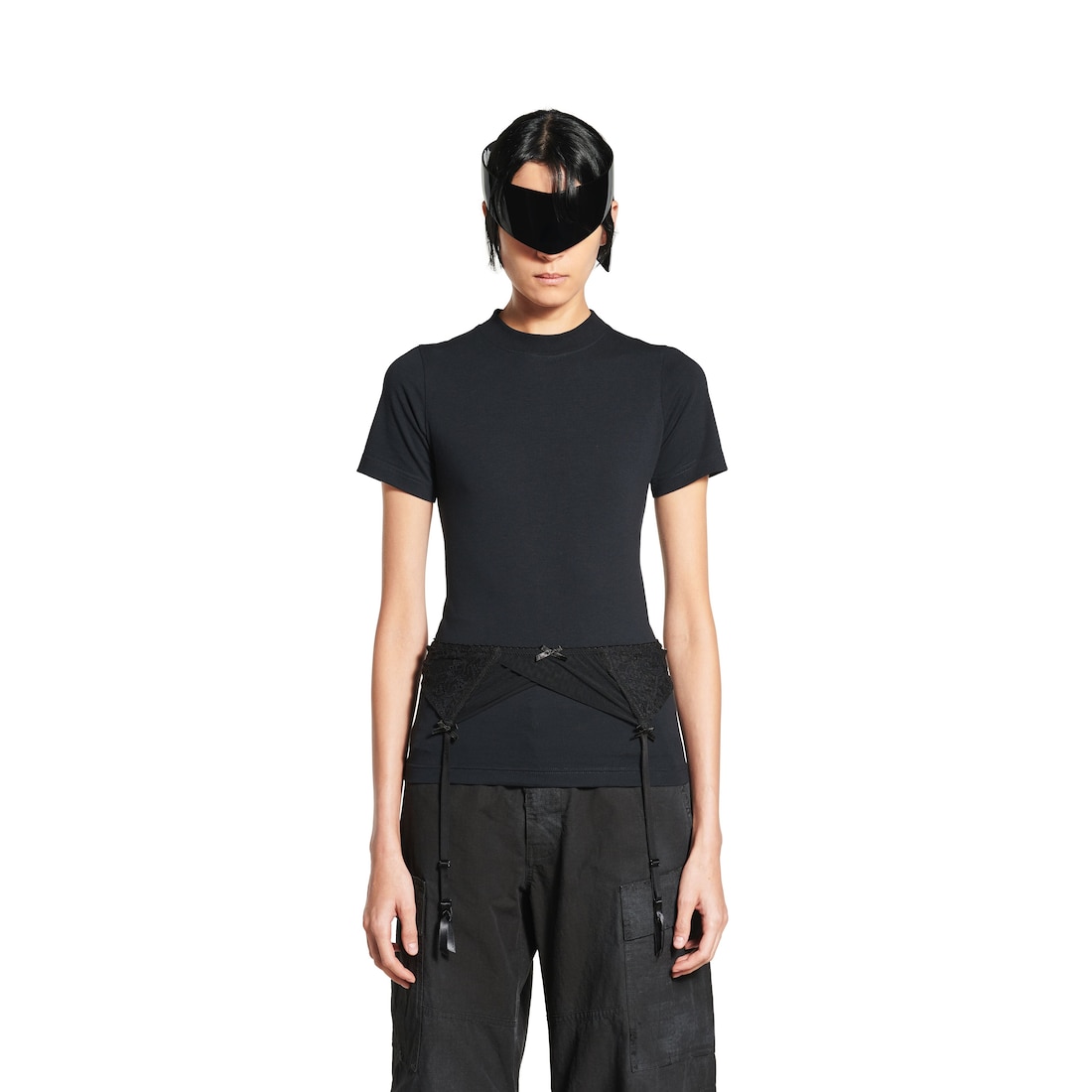 Balenciaga Camiseta Lingerie para Mujer en Negro Descolorido Rebajas online