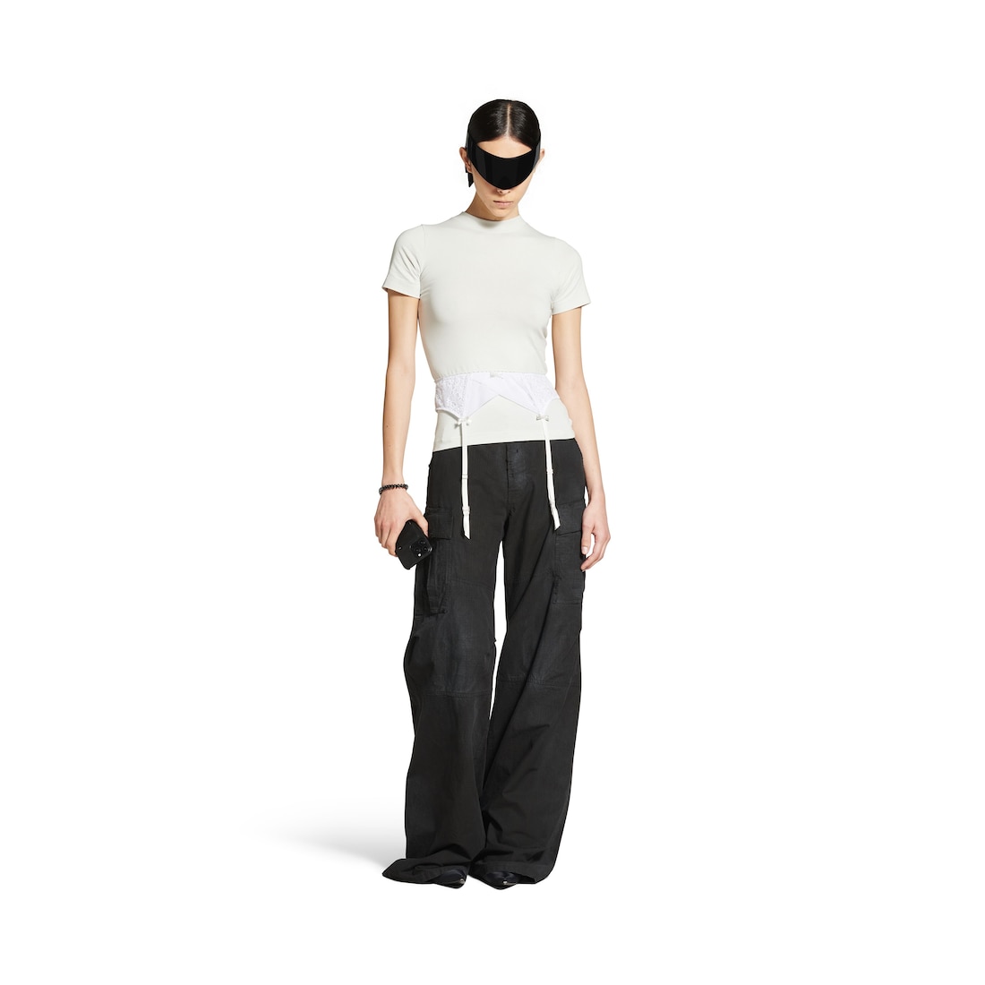 Balenciaga Camiseta Lingerie para Mujer en Blanco Con Efecto Sucio