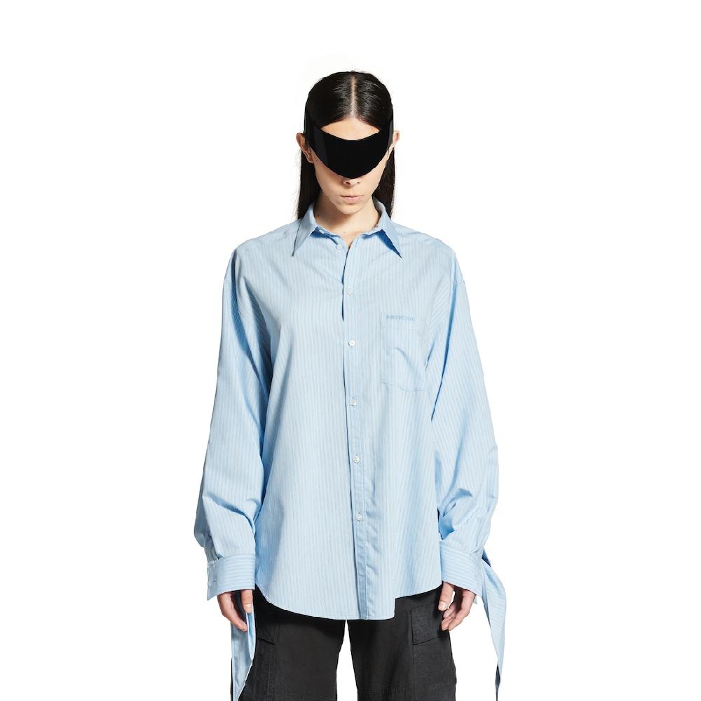 Balenciaga Blusa Puños Anudados para Mujer en Azul/blanco Últimos 3 días