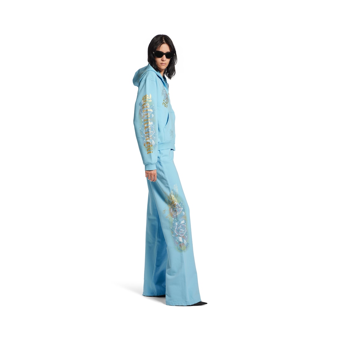 Balenciaga Hoodie Con Cremallera Tacky Tattoo Small Fit para Mujer en Azul Claro ÚLTIMAS EDICIONES