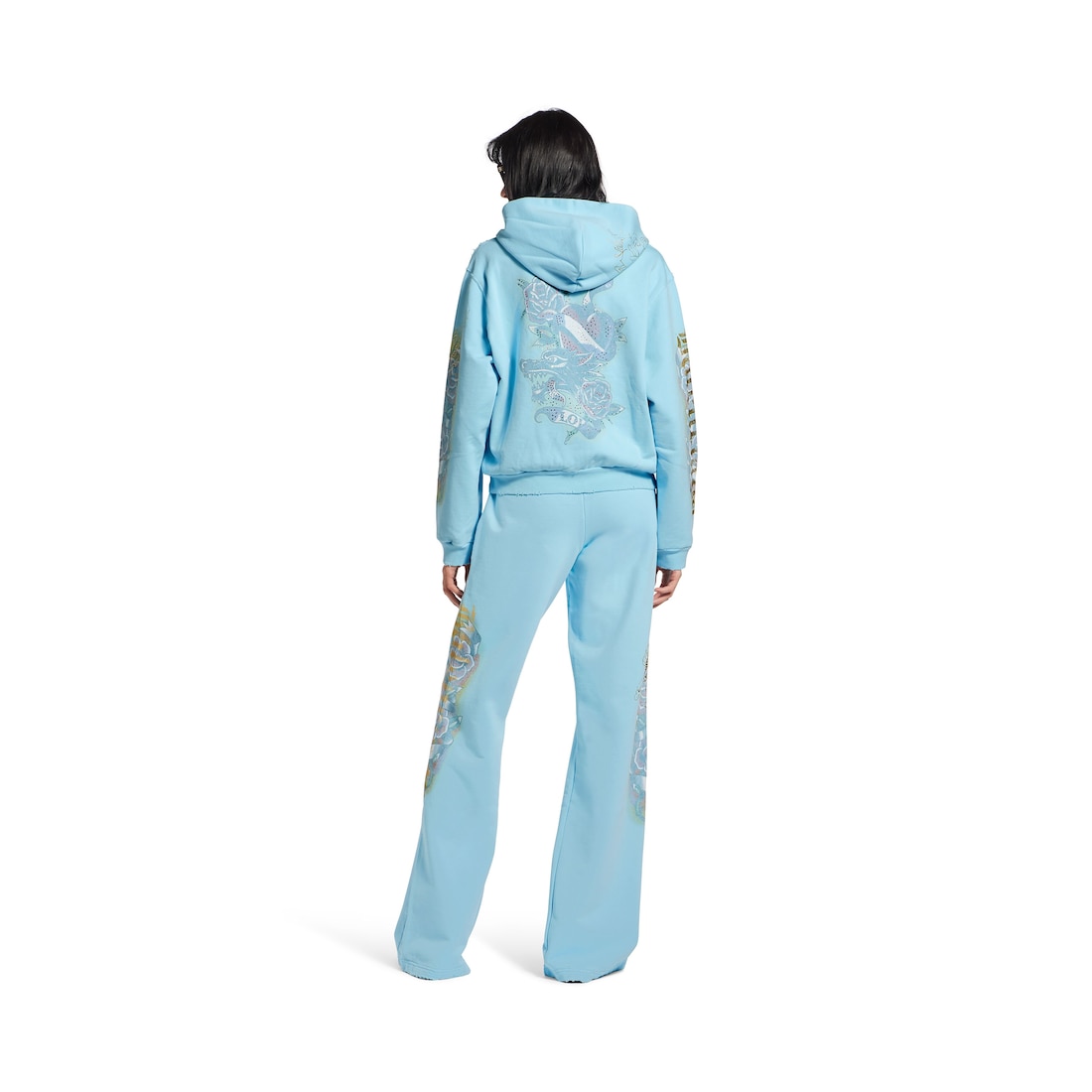 Balenciaga Hoodie Con Cremallera Tacky Tattoo Small Fit para Mujer en Azul Claro ÚLTIMAS EDICIONES