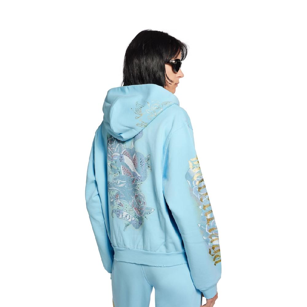 Balenciaga Hoodie Con Cremallera Tacky Tattoo Small Fit para Mujer en Azul Claro ÚLTIMAS EDICIONES