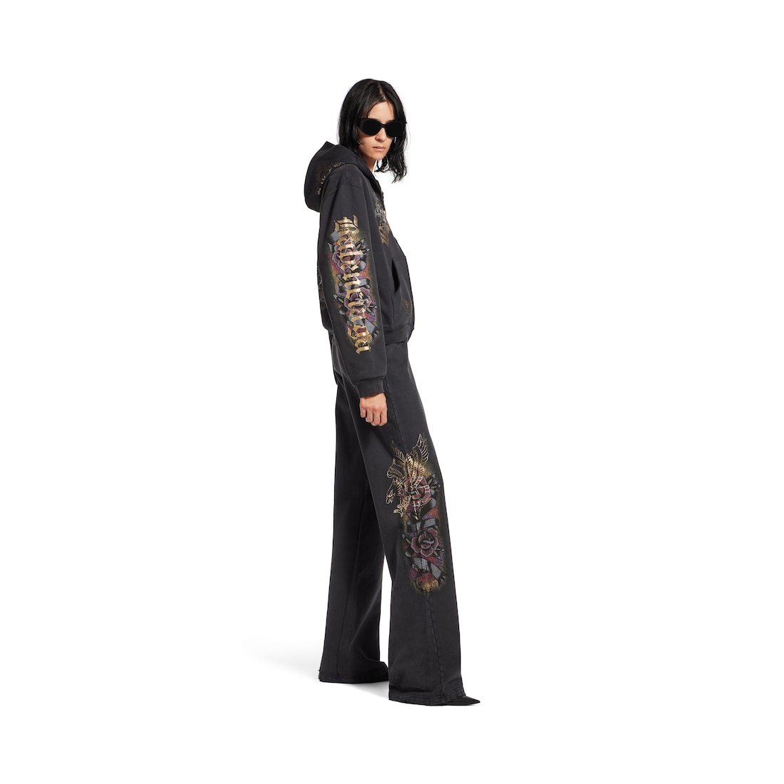 Balenciaga Hoodie Con Cremallera Tacky Tattoo Small Fit para Mujer en Negro Degradado Últimos 2 días