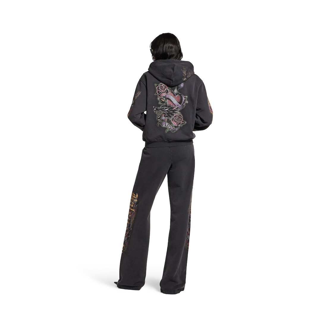 Balenciaga Hoodie Con Cremallera Tacky Tattoo Small Fit para Mujer en Negro Degradado Últimos 2 días