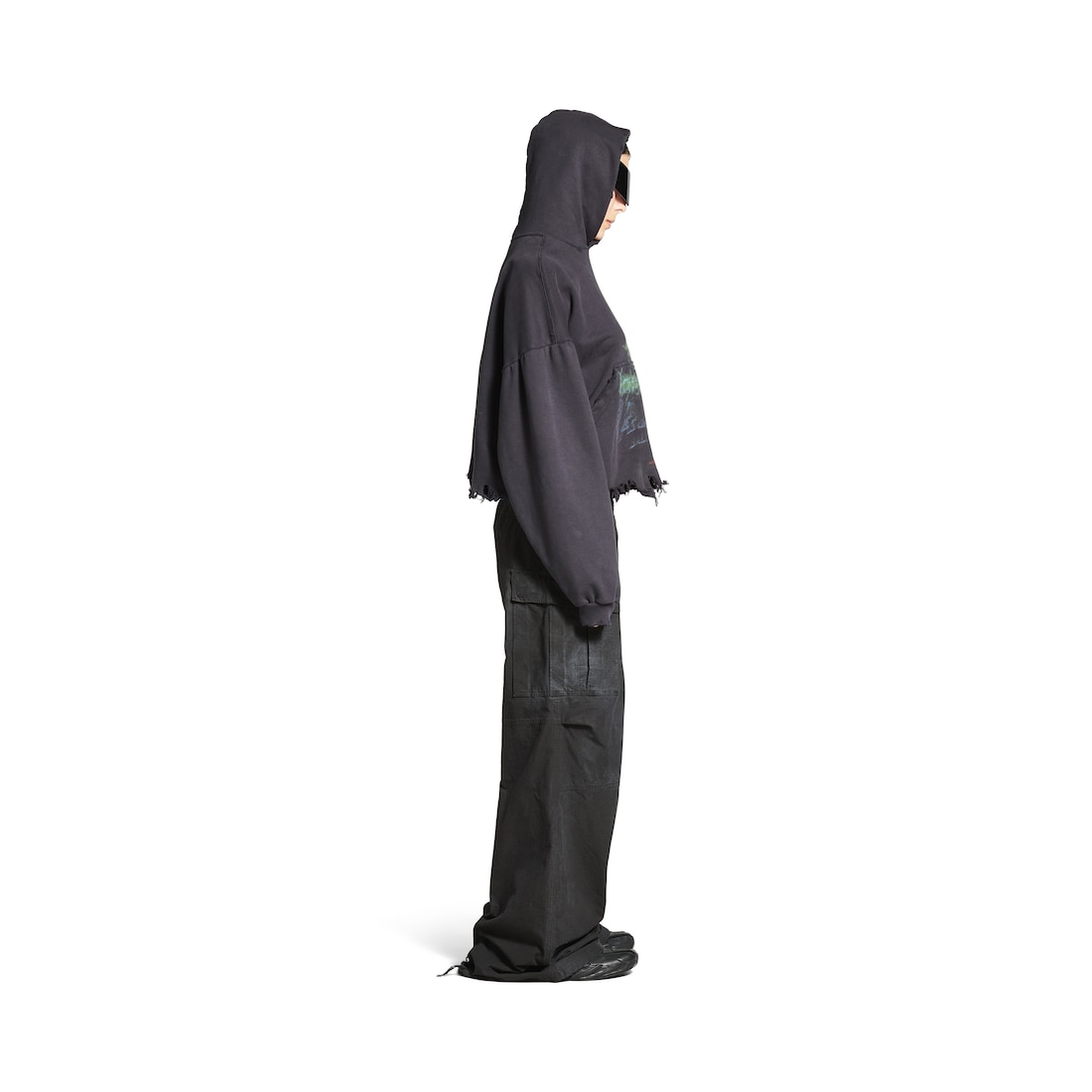 Balenciaga Hoodie Cropped Diy Imprint en Negro Degradado Precio de fábrica