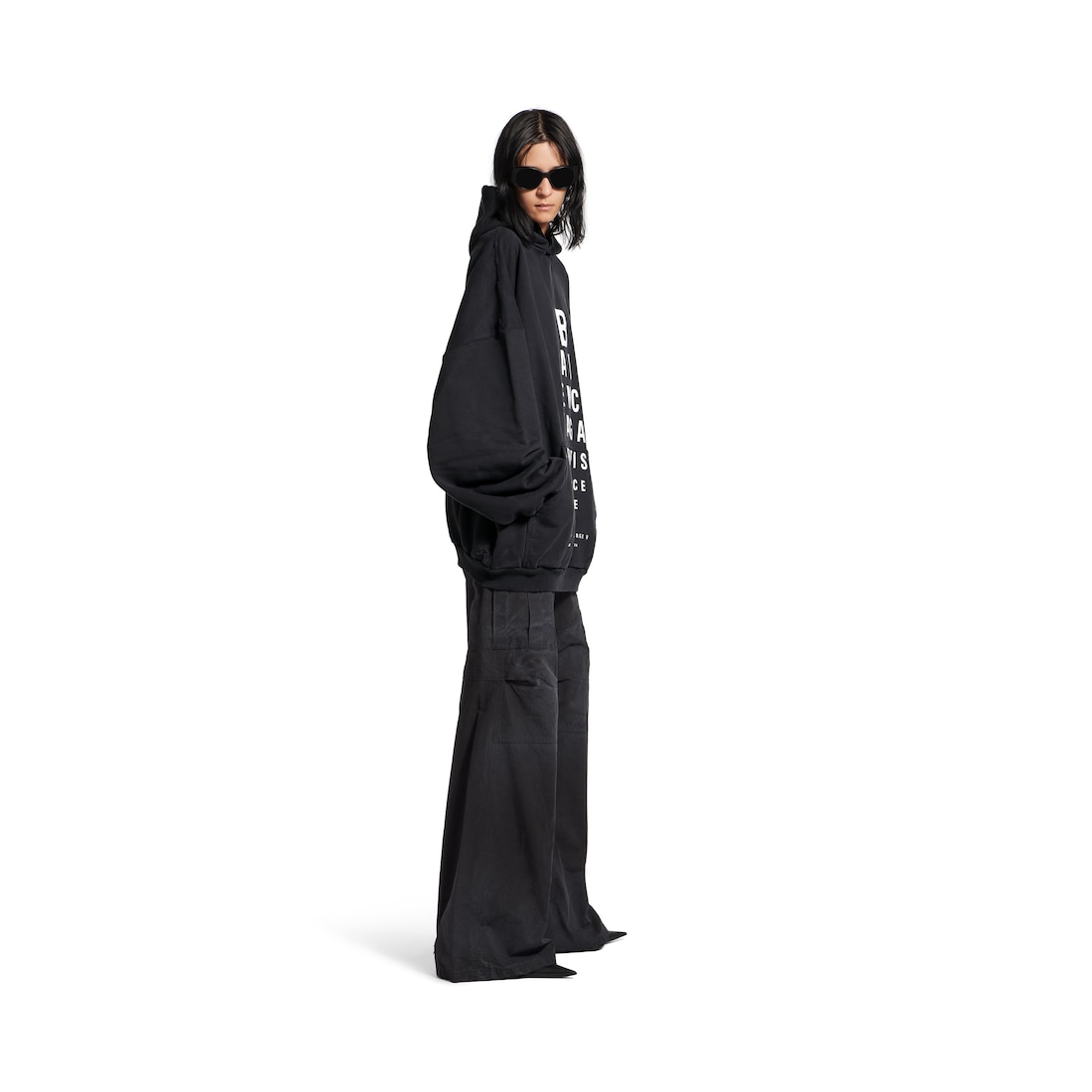 Balenciaga Hoodie Optical Large Fit para Mujer en Negro/blanco Solo queda un día