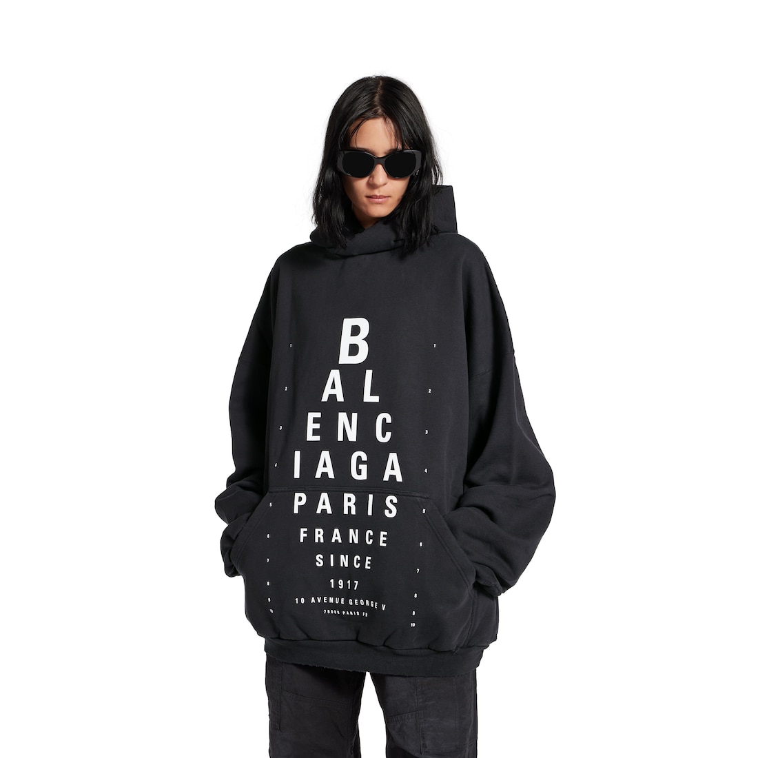 Balenciaga Hoodie Optical Large Fit para Mujer en Negro/blanco Solo queda un día