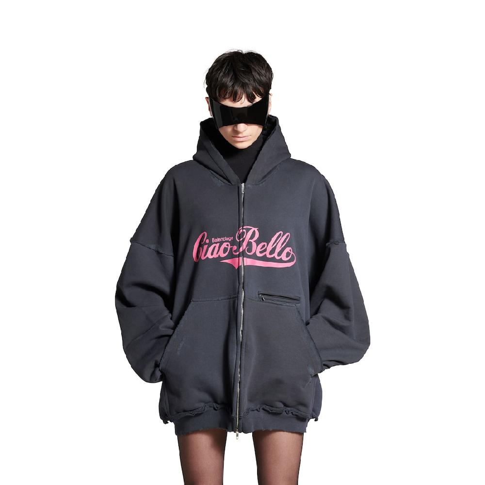 Balenciaga Hoodie Pulled Ciao Bello Large Fit para Mujer en Negro Superdescuento