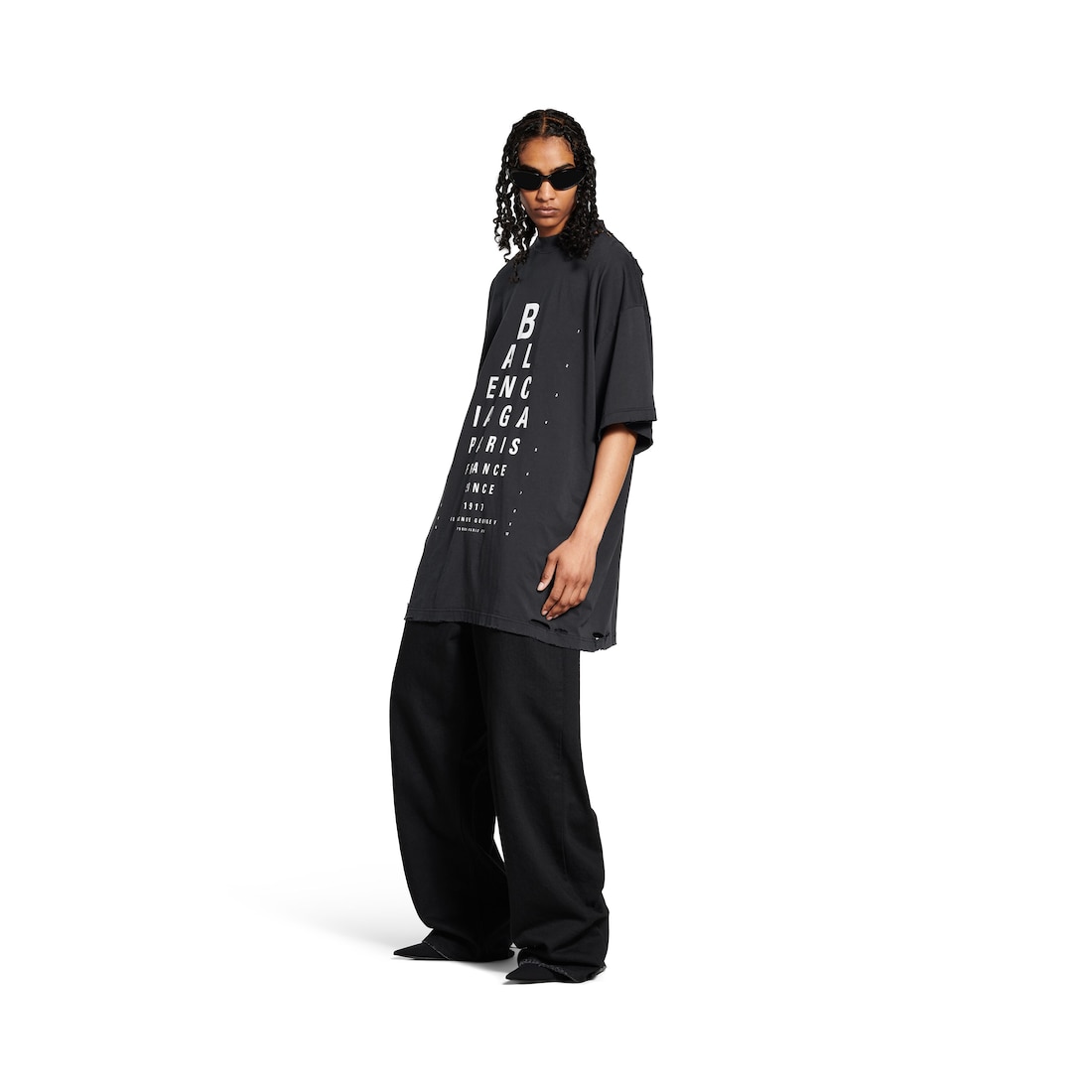 Balenciaga Camiseta Optical Oversized para Mujer en Negro/blanco