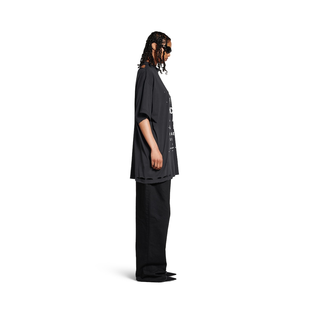 Balenciaga Camiseta Optical Oversized para Mujer en Negro/blanco Descuentos del mes