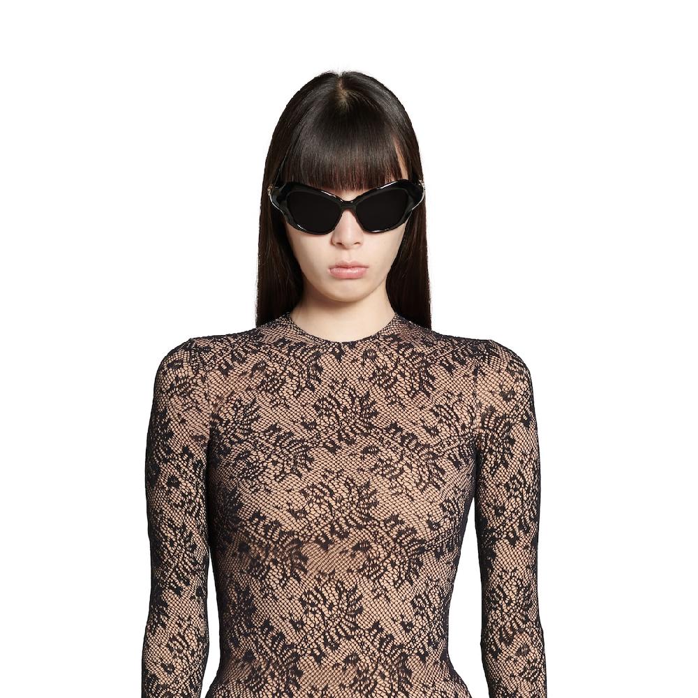 Balenciaga Top Con Cuello Redondo De Encaje para Mujer en Beige/negro Ofertas especiales