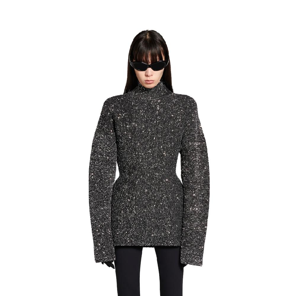 Balenciaga Top Hourglass Diseñado Con Lentejuelas para Mujer en Plateado Precio ultrabajo